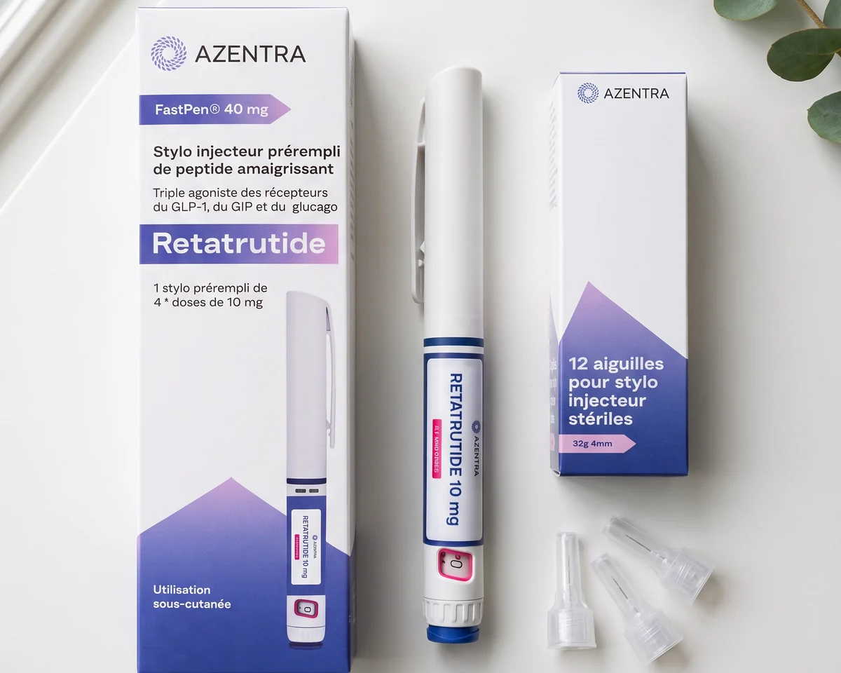 Le kit Azentra : la boîte, le stylo et les aiguilles